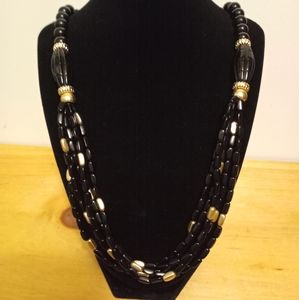 Black and Gold Beaded Necklace